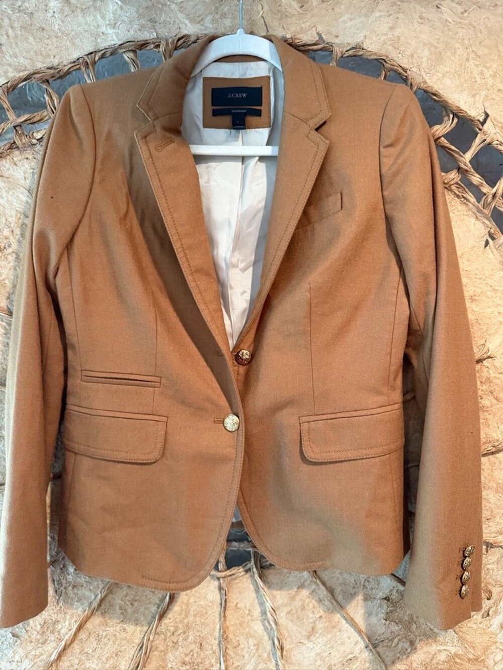 🐪 J.Crew Schoolboy Blazer | Camel |Gold Buttons | Size 2 As-Is/Priced for flaws